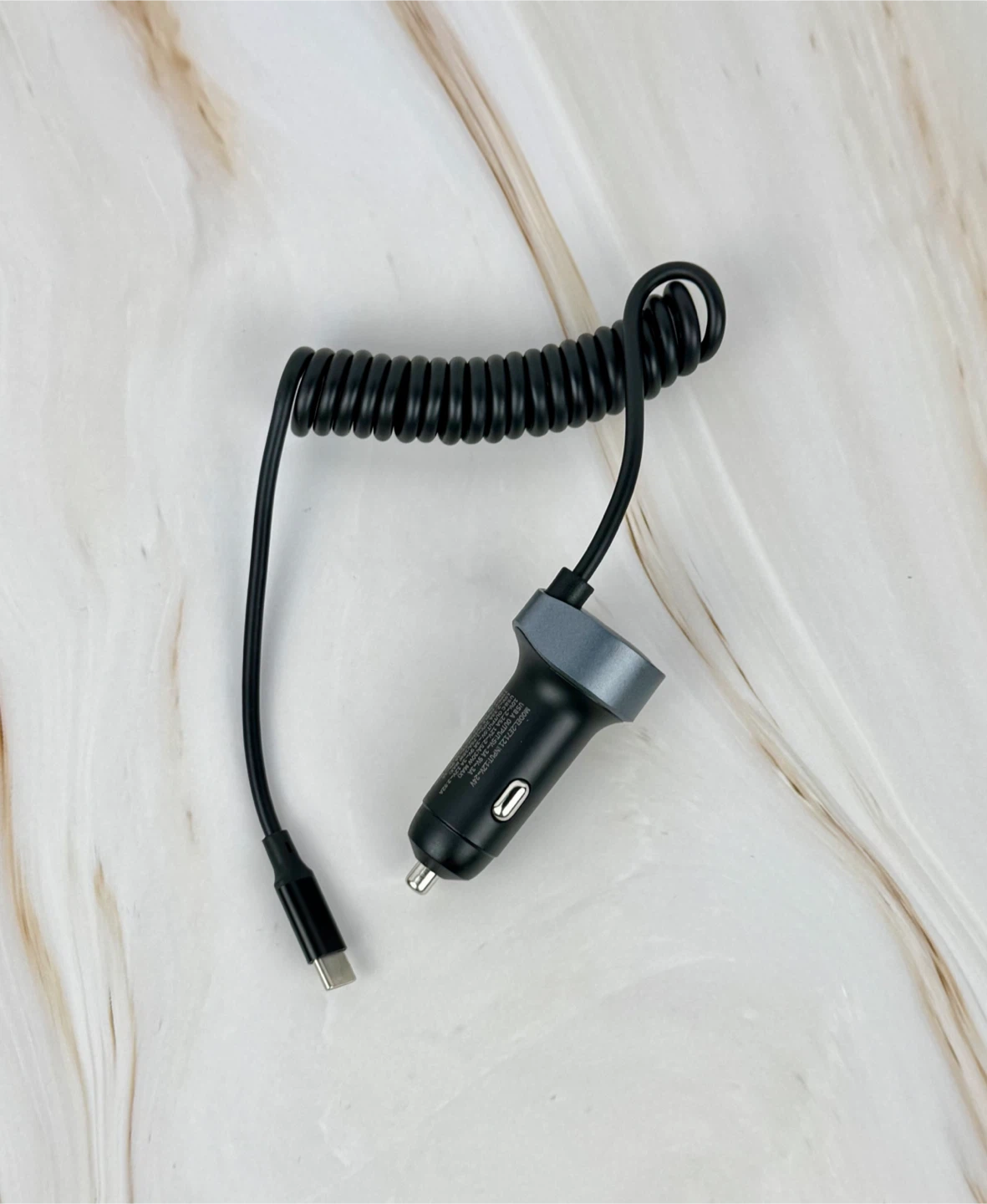 USB-C Car Charger with Coiled Cable - photo 4