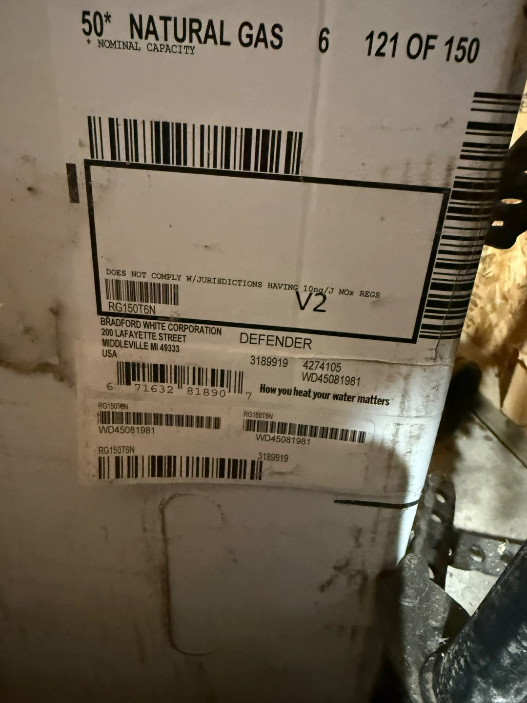 Bradford White Defender Natural Gas Water Heater - photo 2