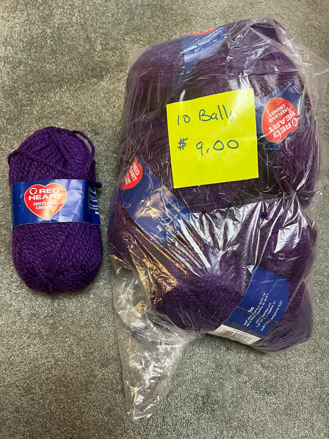 10 Balls of Red Heart Shetland Chunky Yarn, Purple