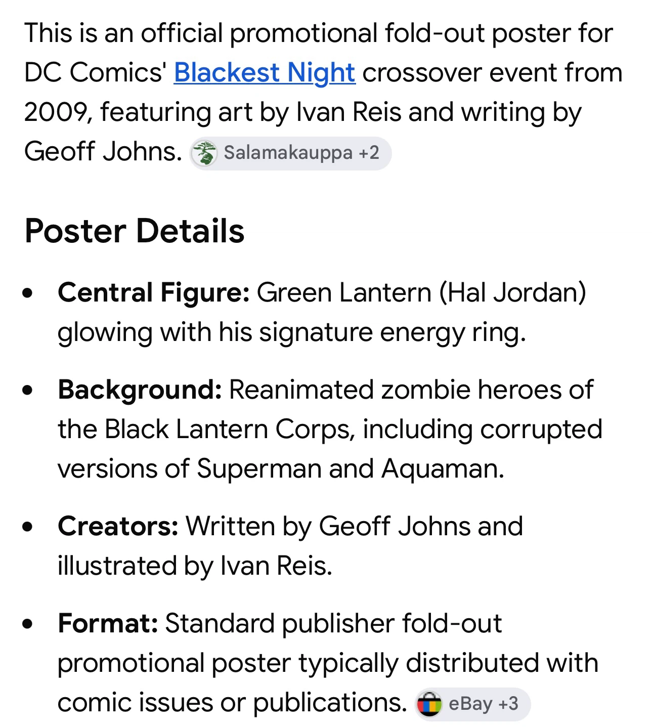 DC Comics Blackest Night 2009 Promotional Poster - photo 4