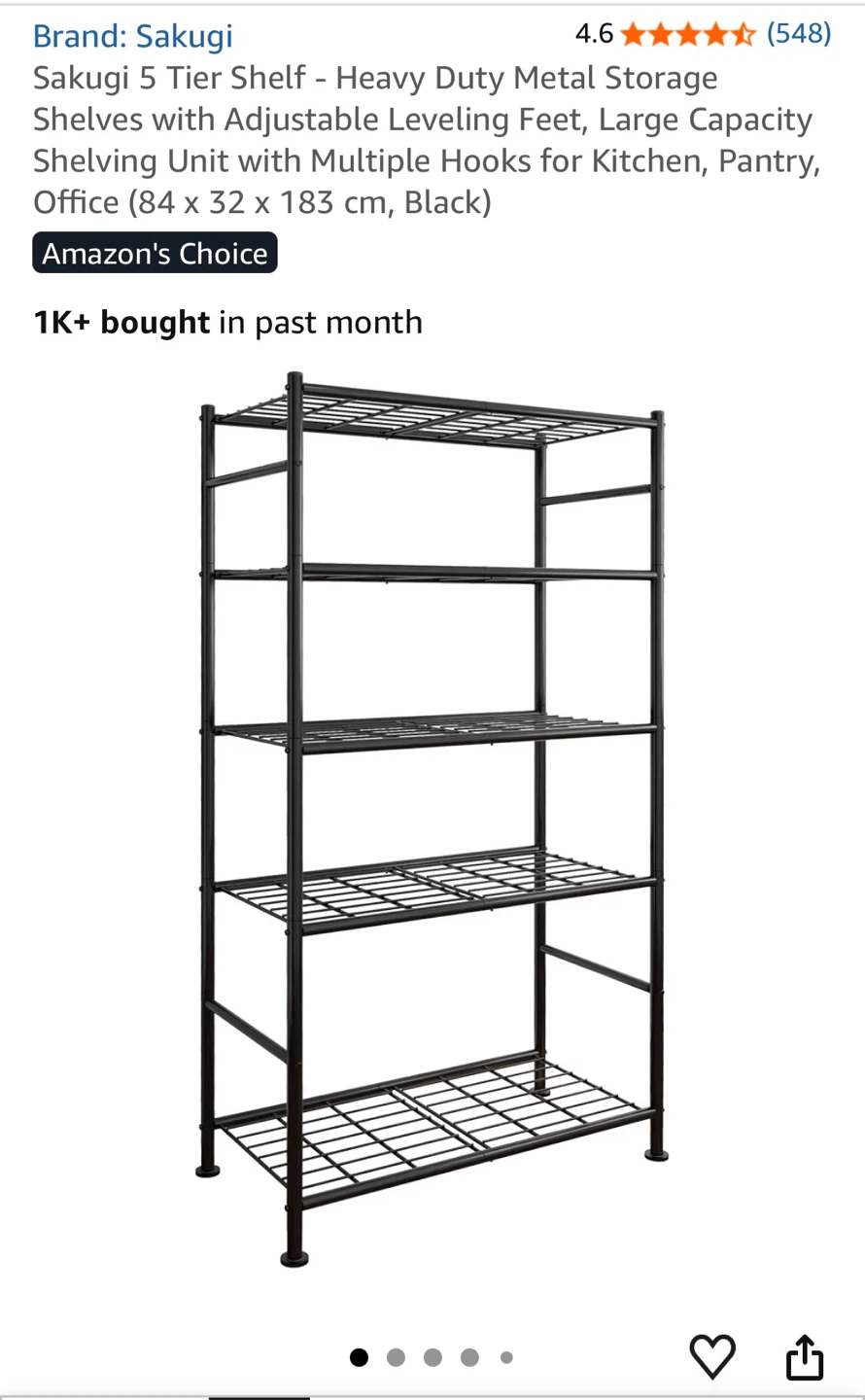 Sakugi 5 Tier Heavy Duty Metal Storage Shelf