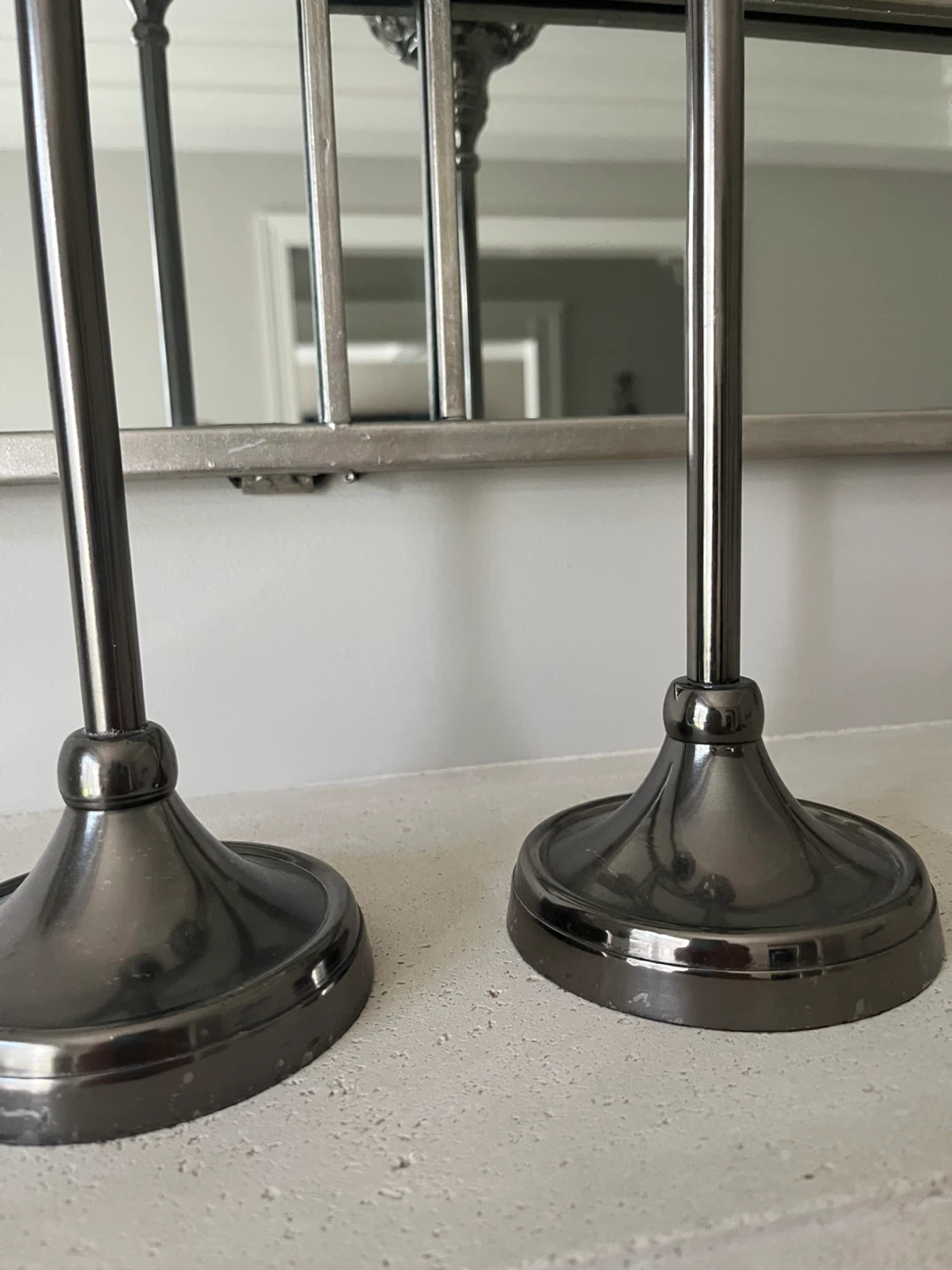 Set of tall metal and crystal candle holders - photo 3