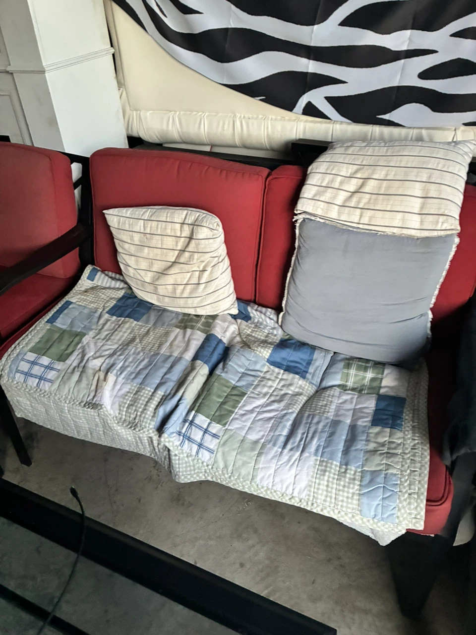 Metal Frame Outdoor Armchairs with Red Cushions - photo 3