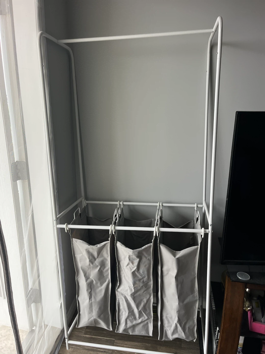 3-Bag Laundry Sorter with Hanging Bar