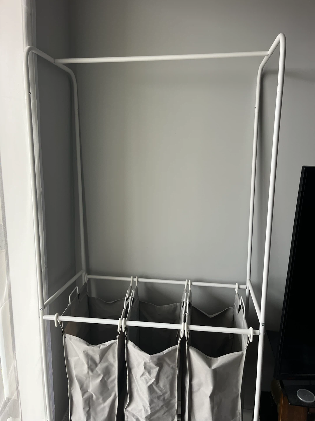 3-Bag Laundry Sorter with Hanging Bar - photo 3