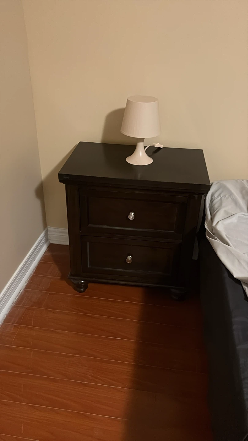 Dark Brown Wooden Nightstand with USB Ports