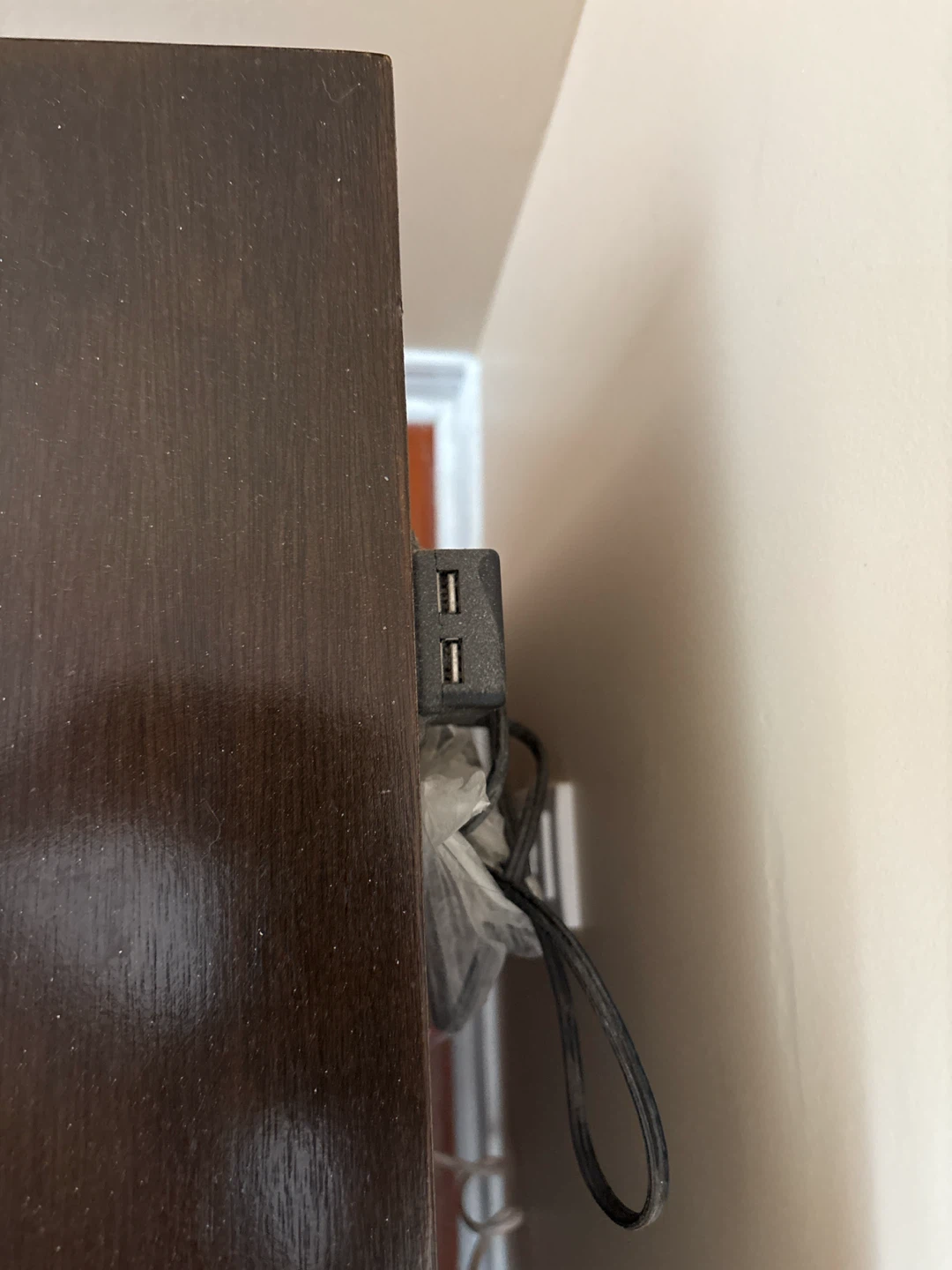Dark Brown Wooden Nightstand with USB Ports - photo 2