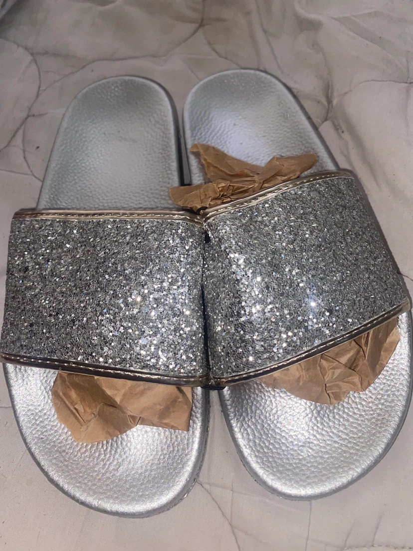Silver and gold Glitter Slide Sandals