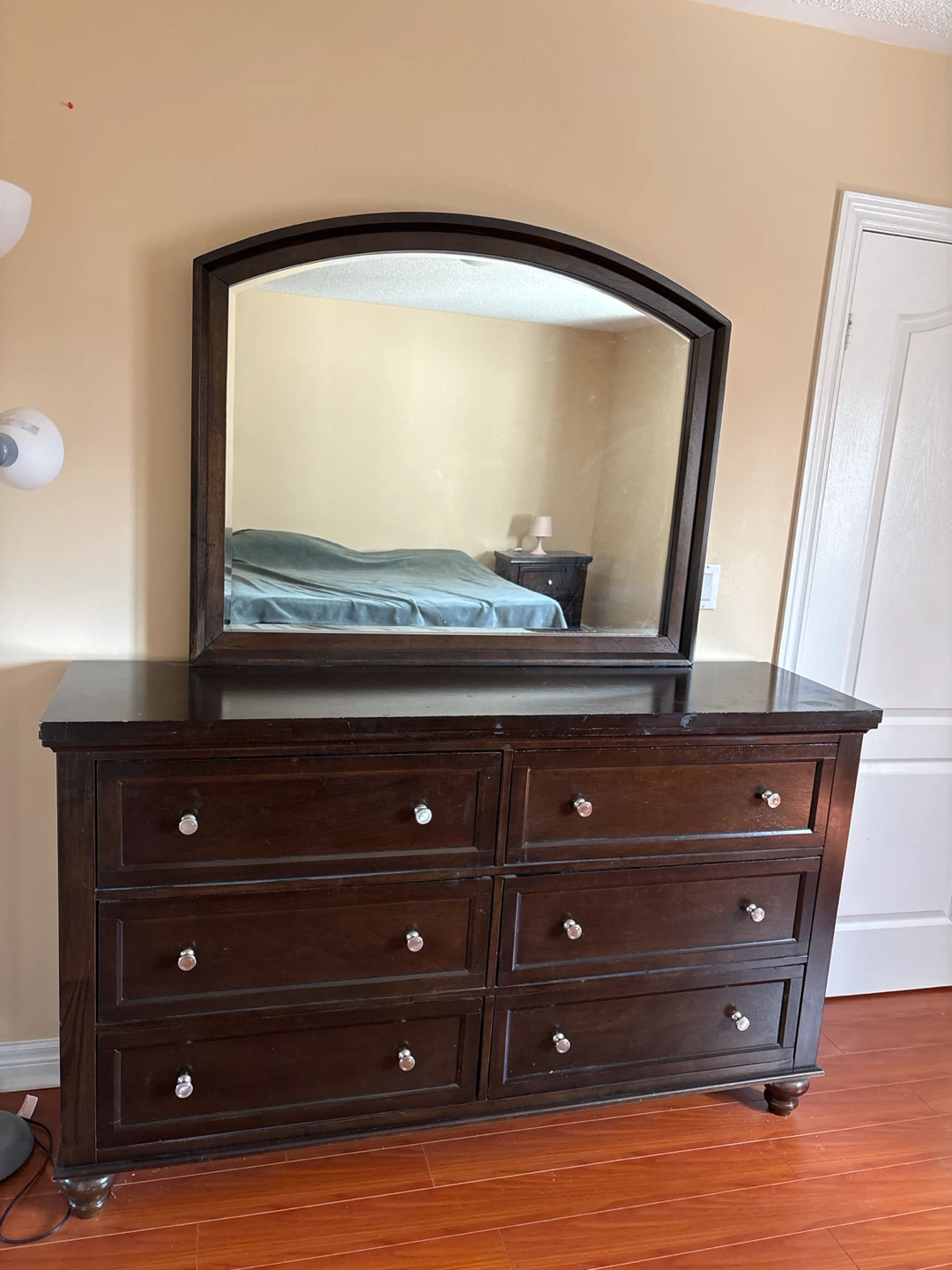 Dark Wood Dresser with Matching Mirror