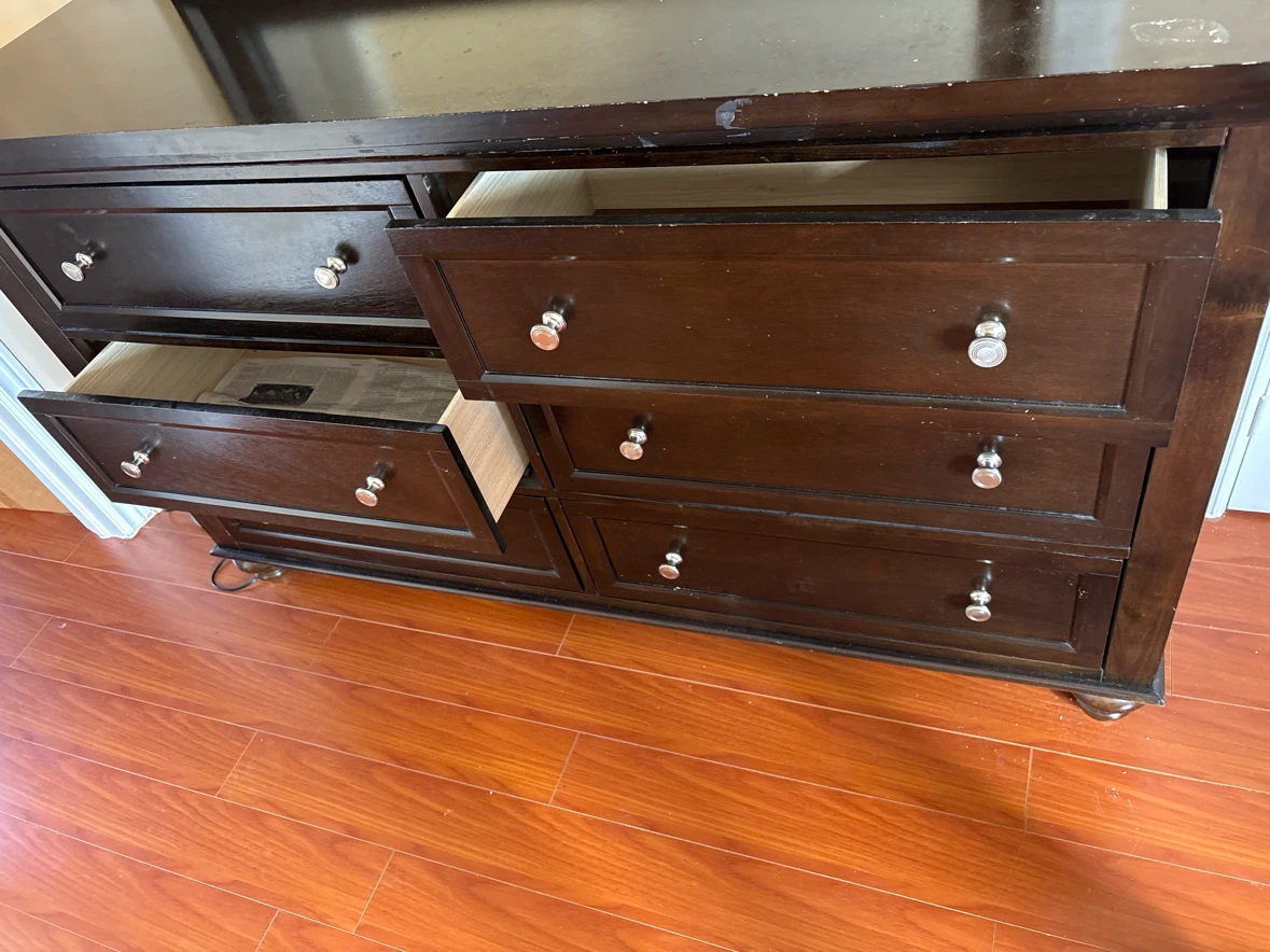 Dark Wood Dresser with Matching Mirror - photo 2