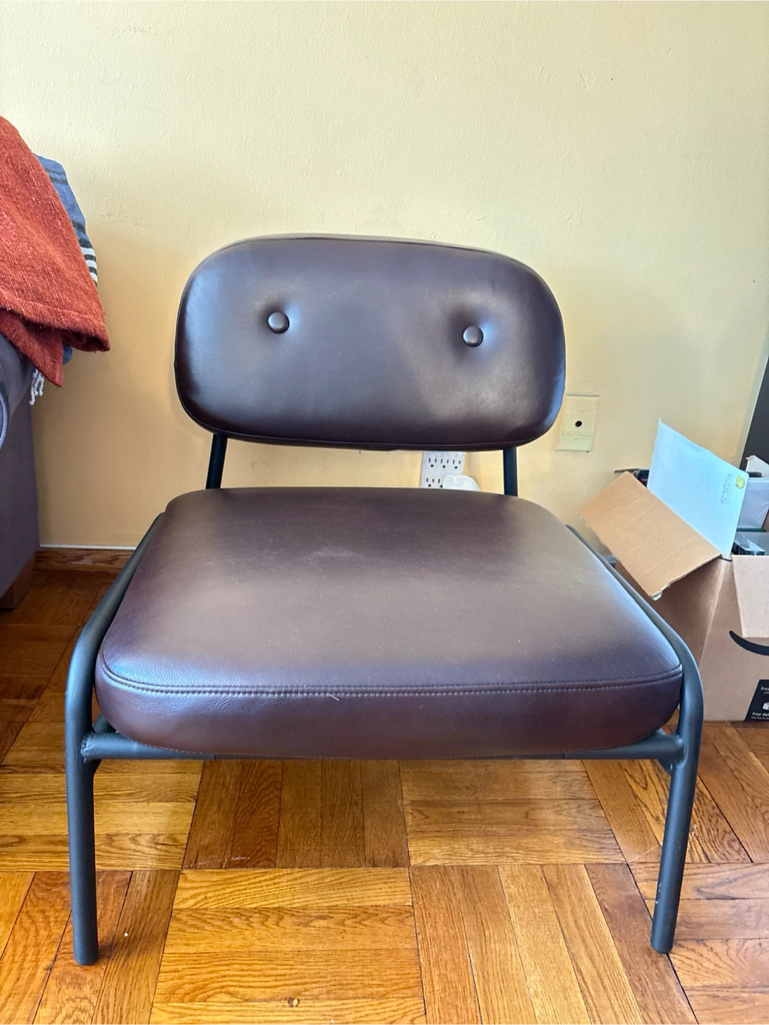 Brown-Burgandy Faux Leather Accent Chair (2)