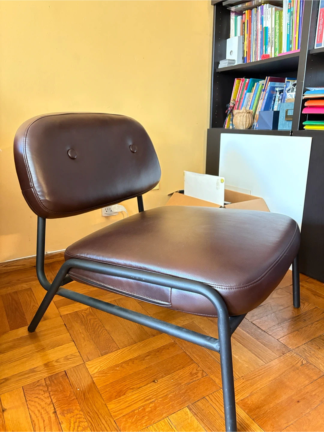 Brown-Burgandy Faux Leather Accent Chair (2) - photo 2
