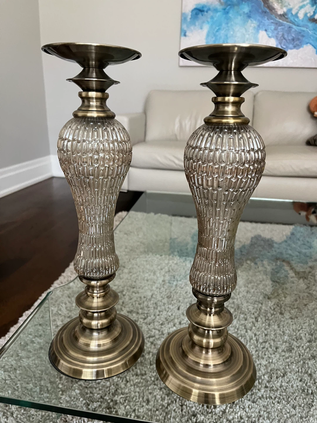 Set of Two Brass Candle Holders