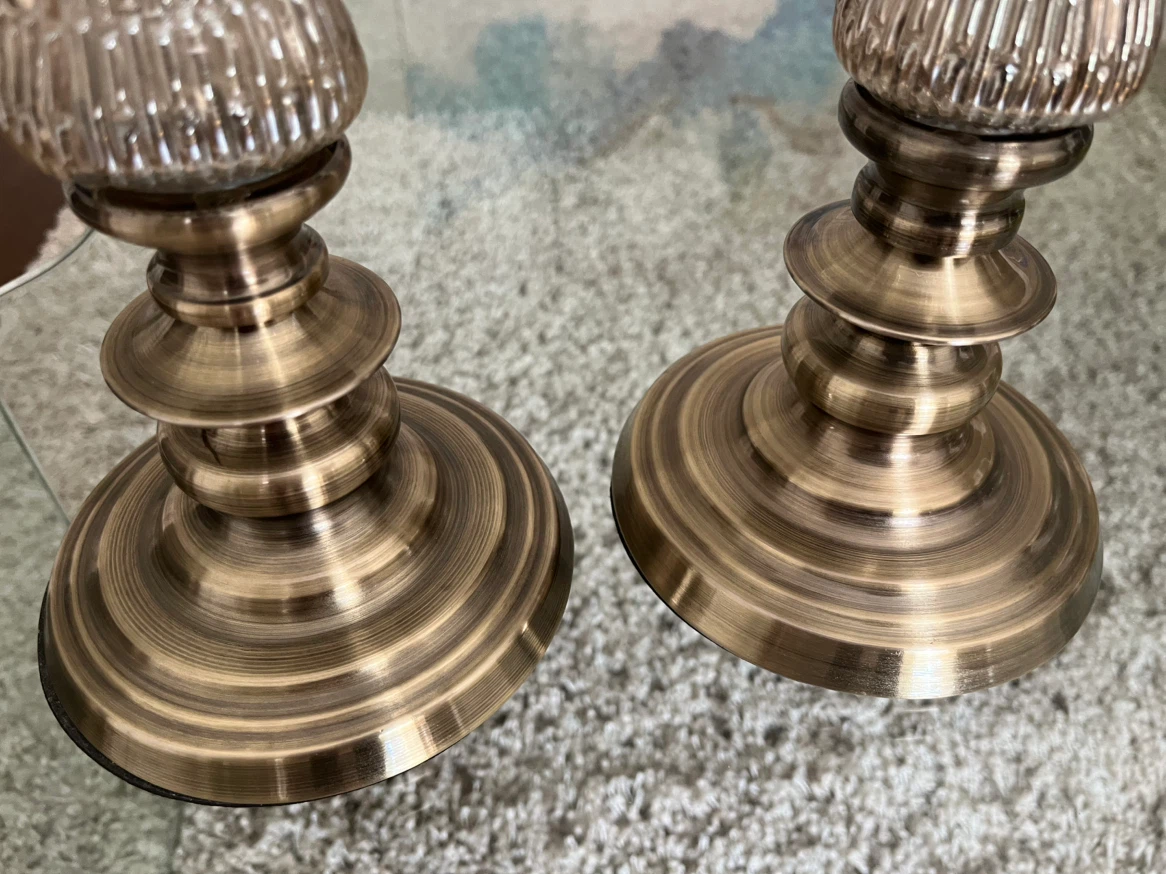 Set of Two Brass Candle Holders - photo 3
