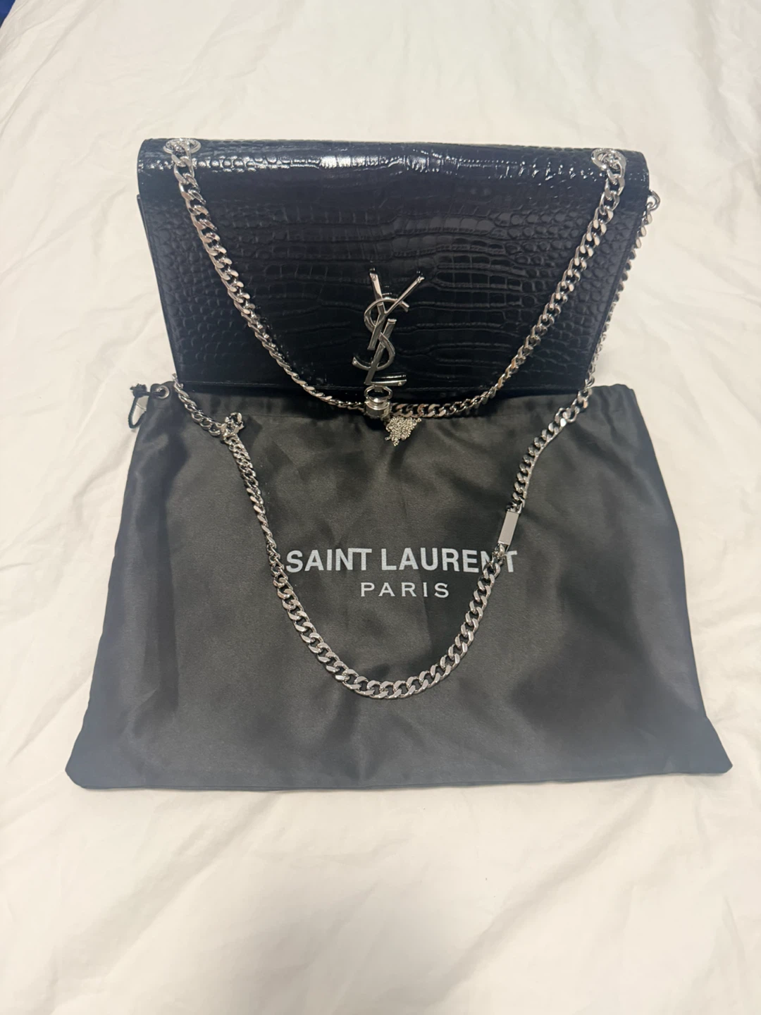 YSL Saint Laurent Crocodile-Embossed Bag - photo 3
