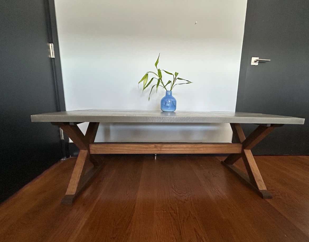 Rustic Wood and Concrete Coffee Table