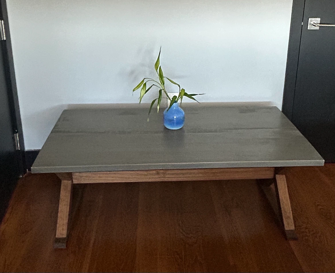 Rustic Wood and Concrete Coffee Table - photo 2