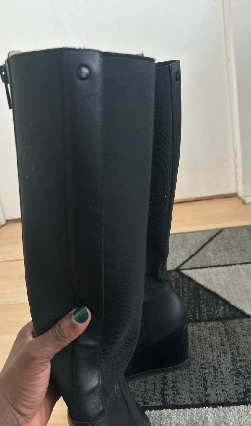 Jessica Black Leather Wedge Boots - photo 4