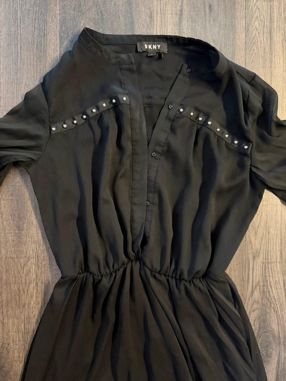 DKNY Black Studded Long Sleeve Dress - photo 2