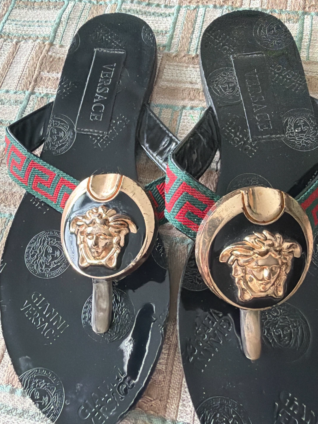 Gianni Versace Black Medusa Sandals