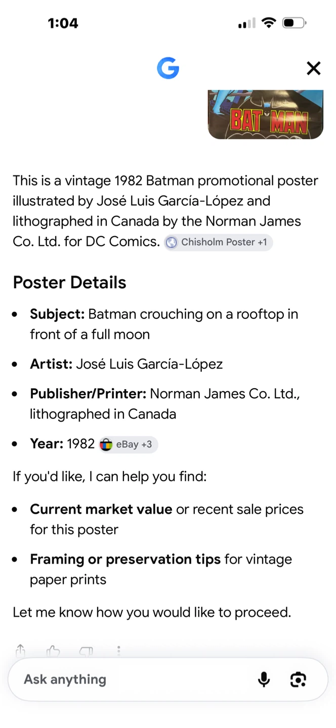 Vintage 1982 Batman Promotional Poster - photo 4