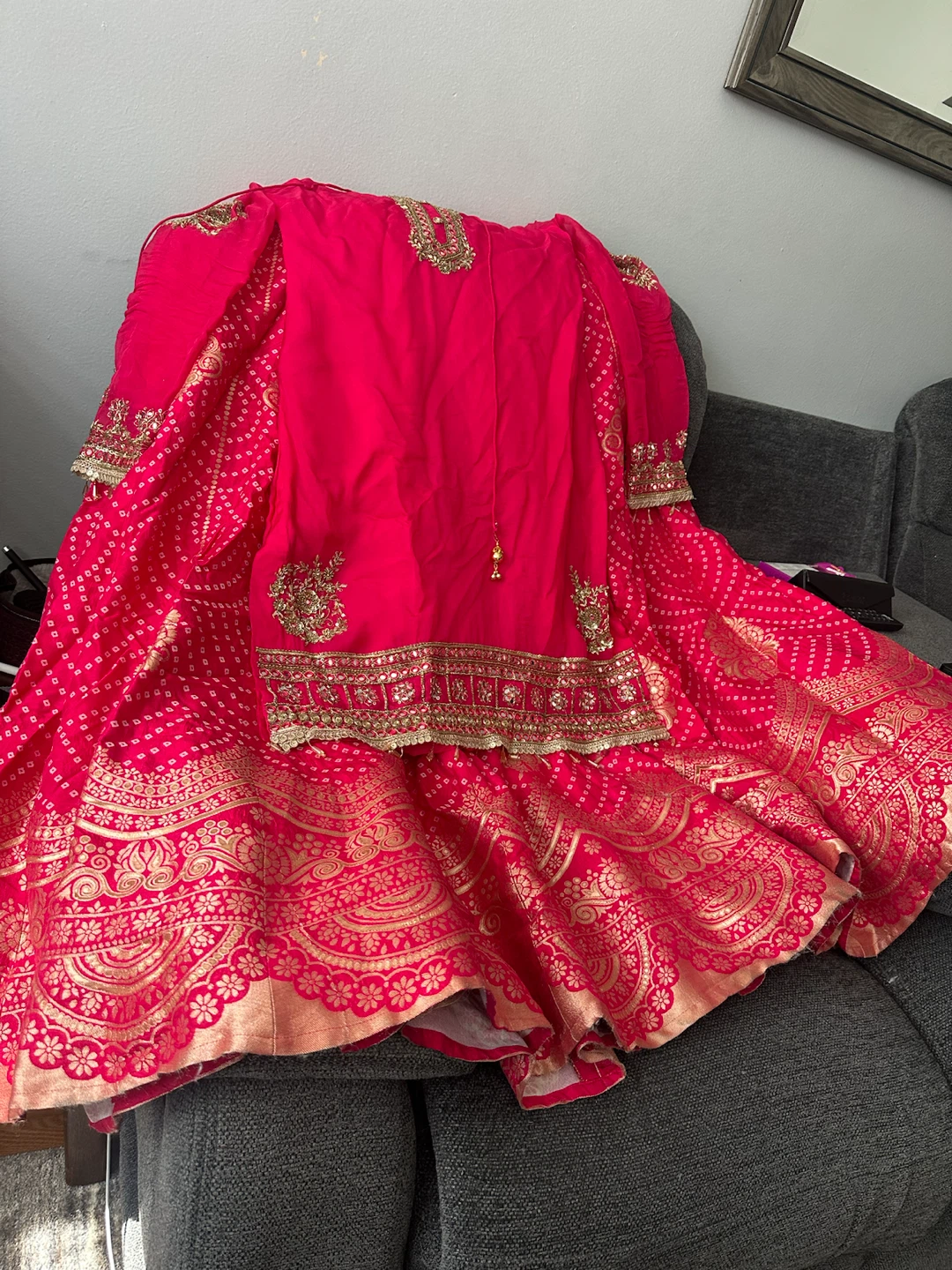 Pink and Gold Embroidered Sharara Set