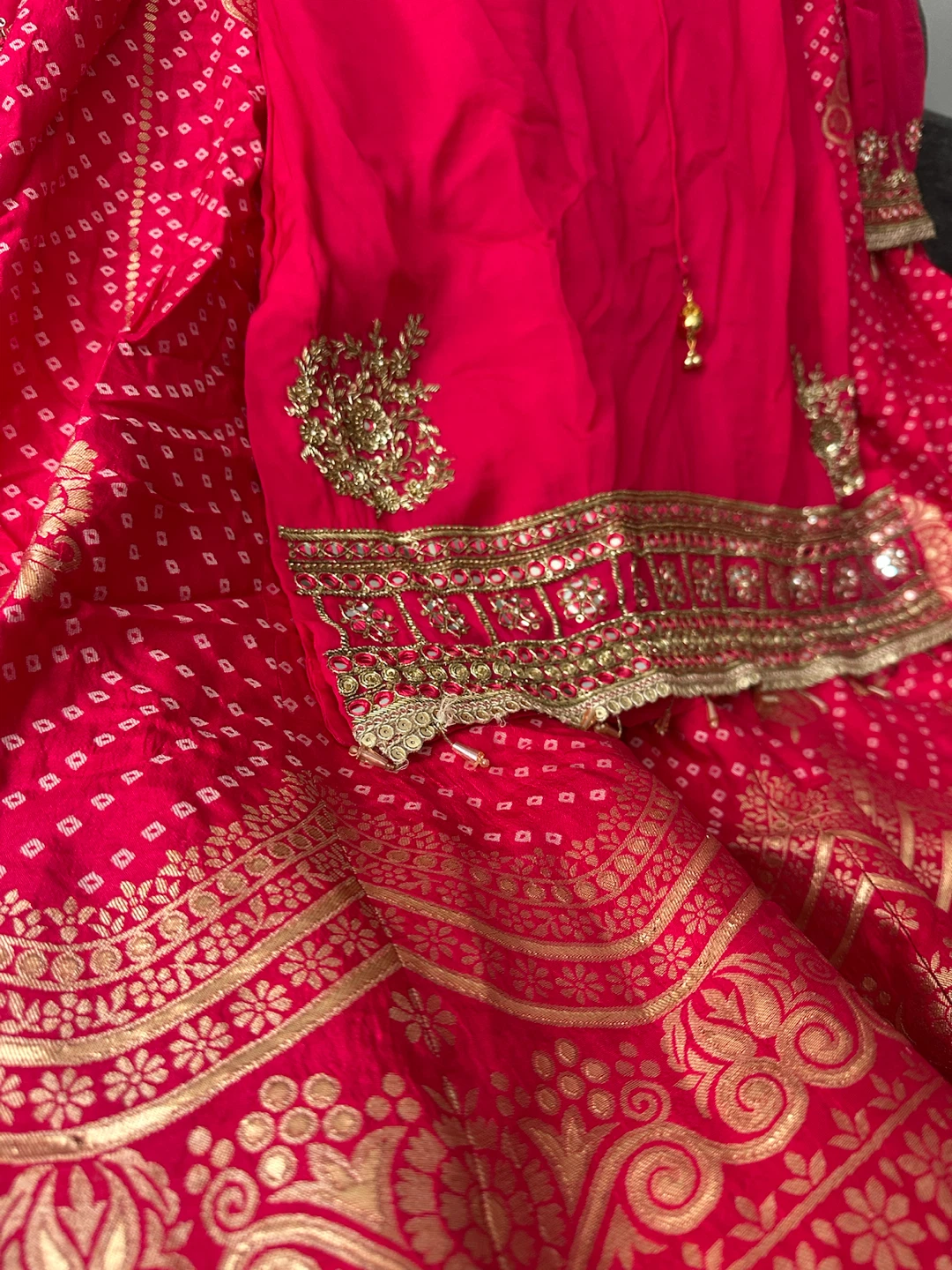 Pink and Gold Embroidered Sharara Set - photo 4