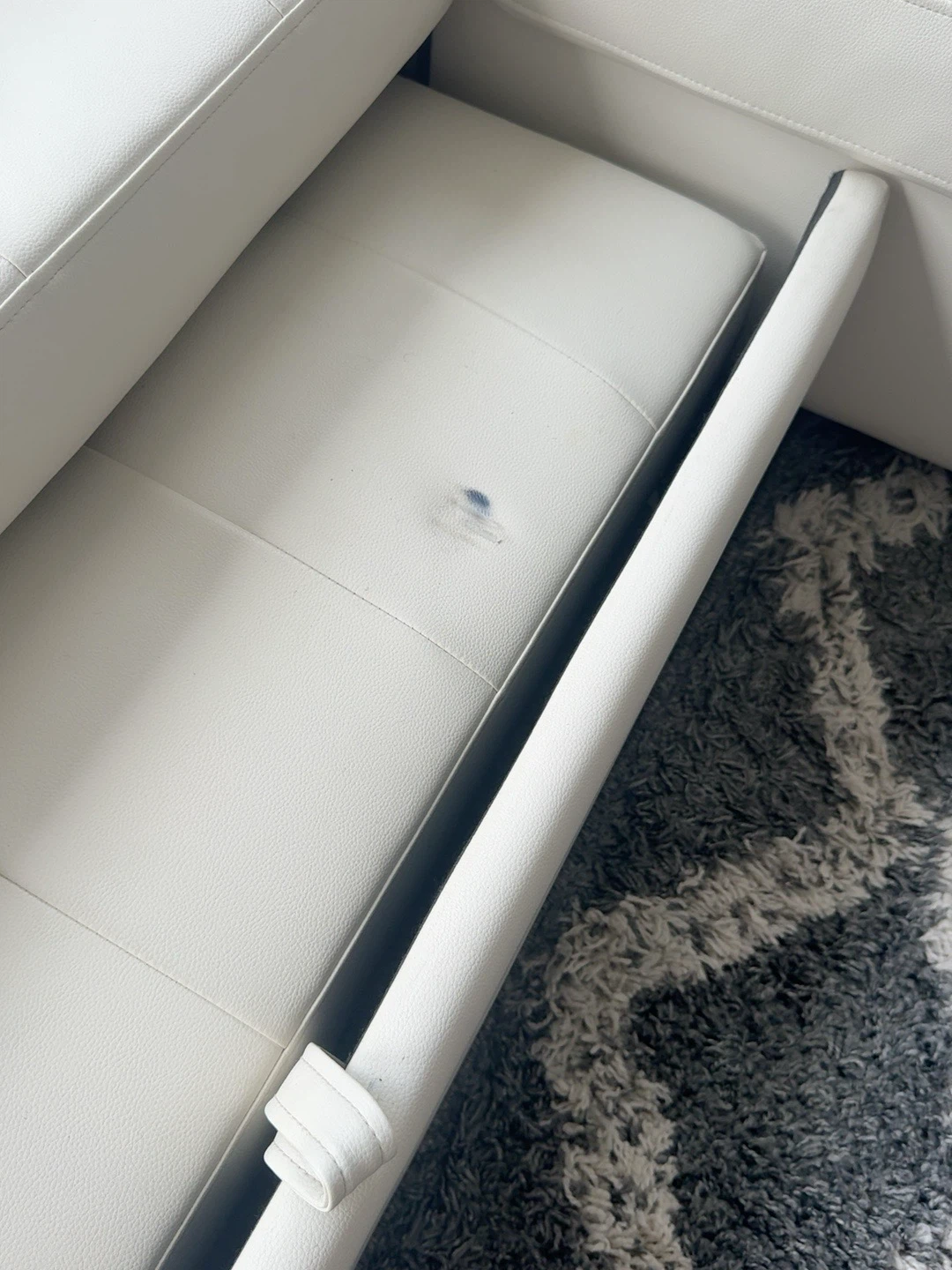White Faux Leather Sectional Sofa bed with Storage - photo 5