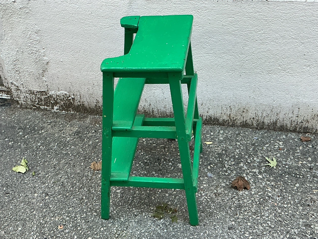 Green Wooden 3 Steps Stool Step Ladder ! - photo 3