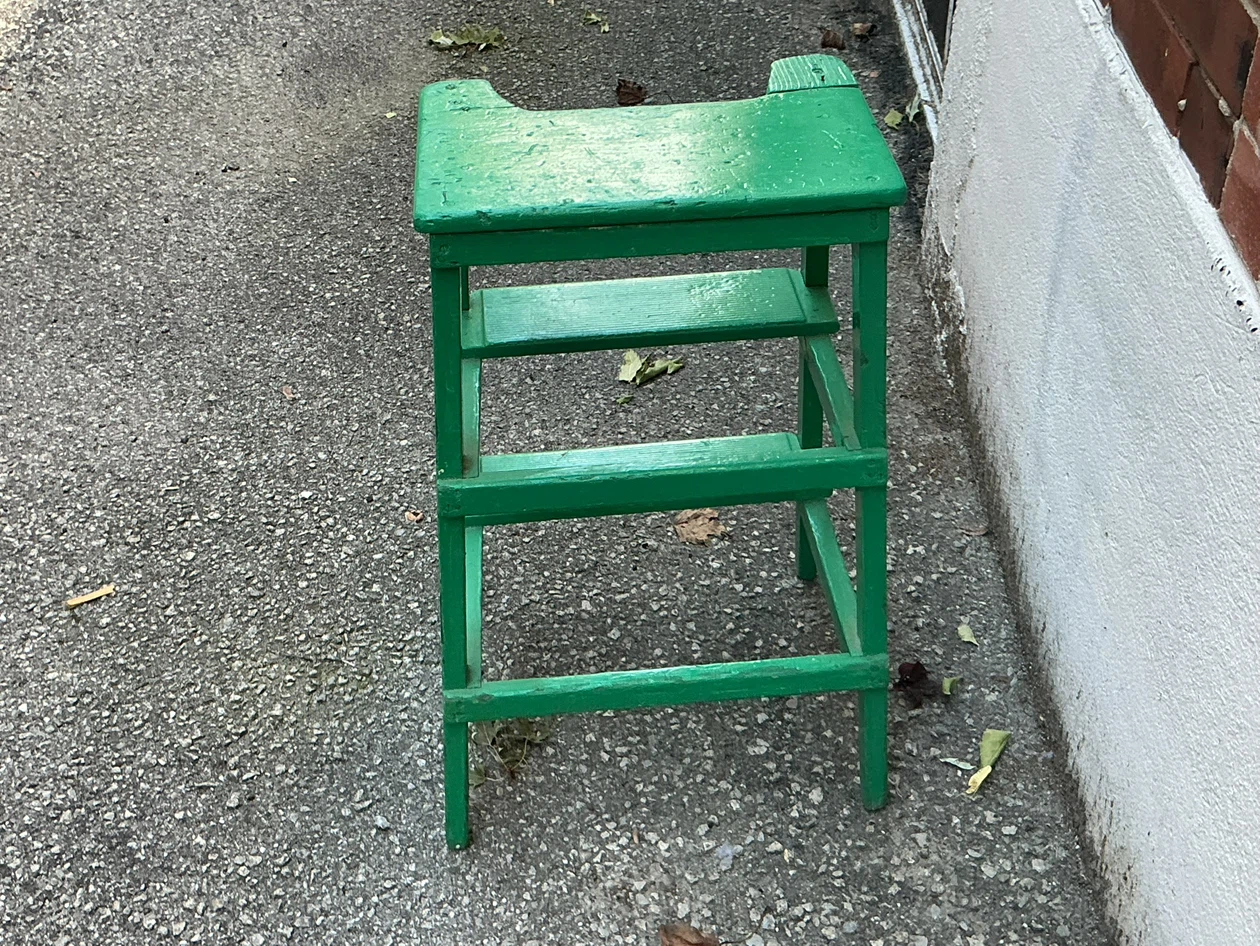 Green Wooden 3 Steps Stool Step Ladder ! - photo 4