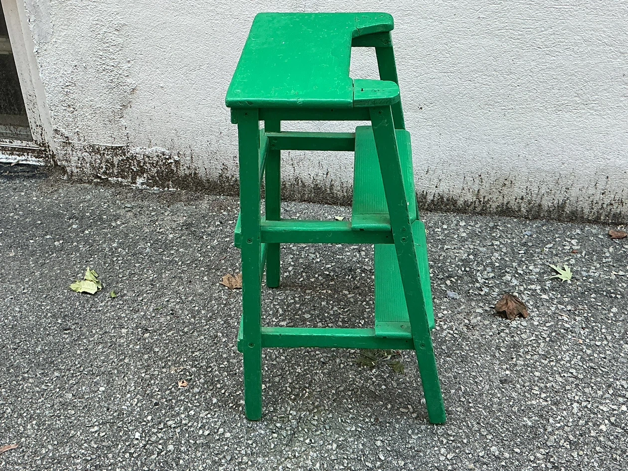 Green Wooden 3 Steps Stool Step Ladder ! - photo 5