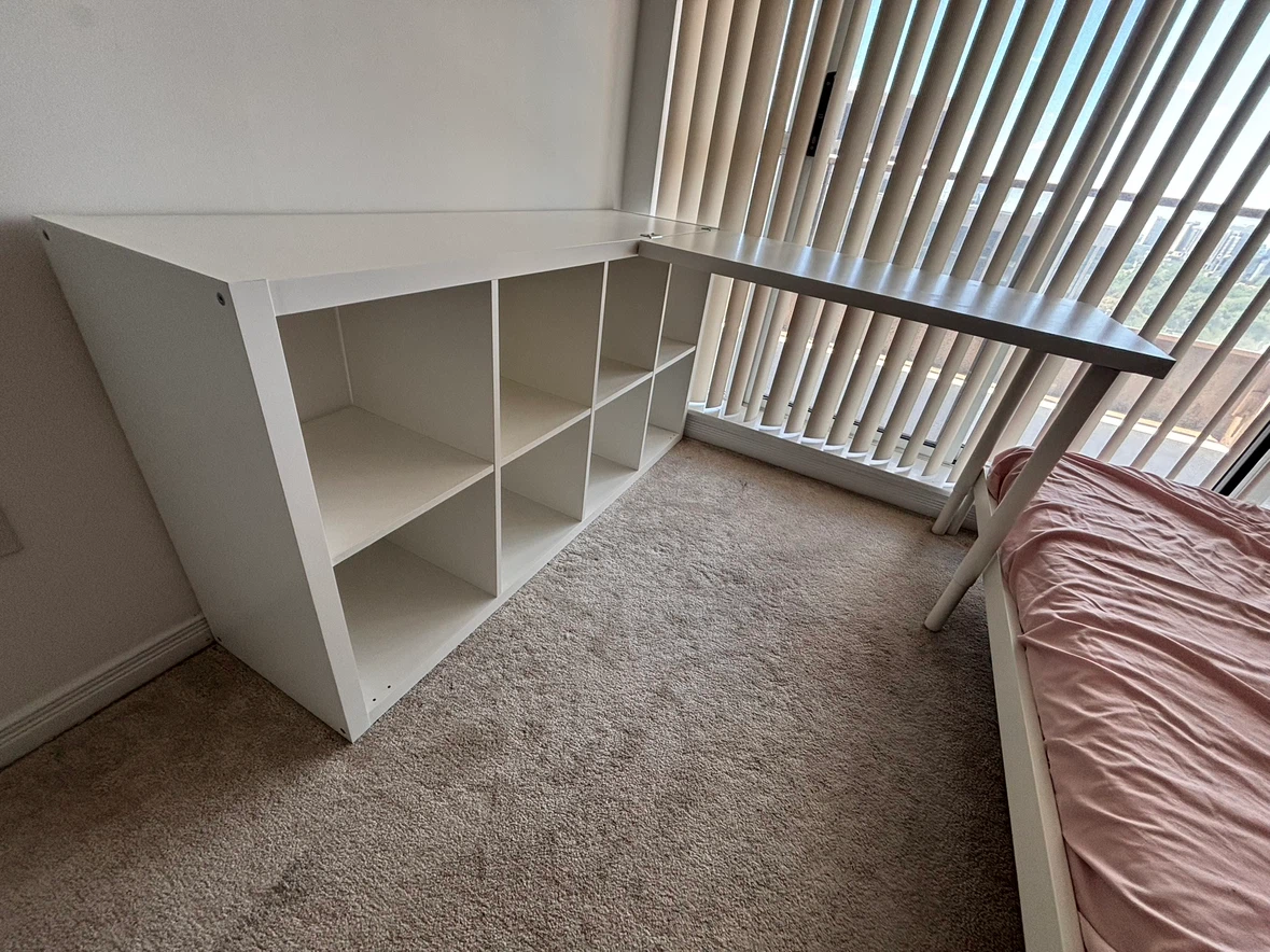 White Desk with Shelving Unit