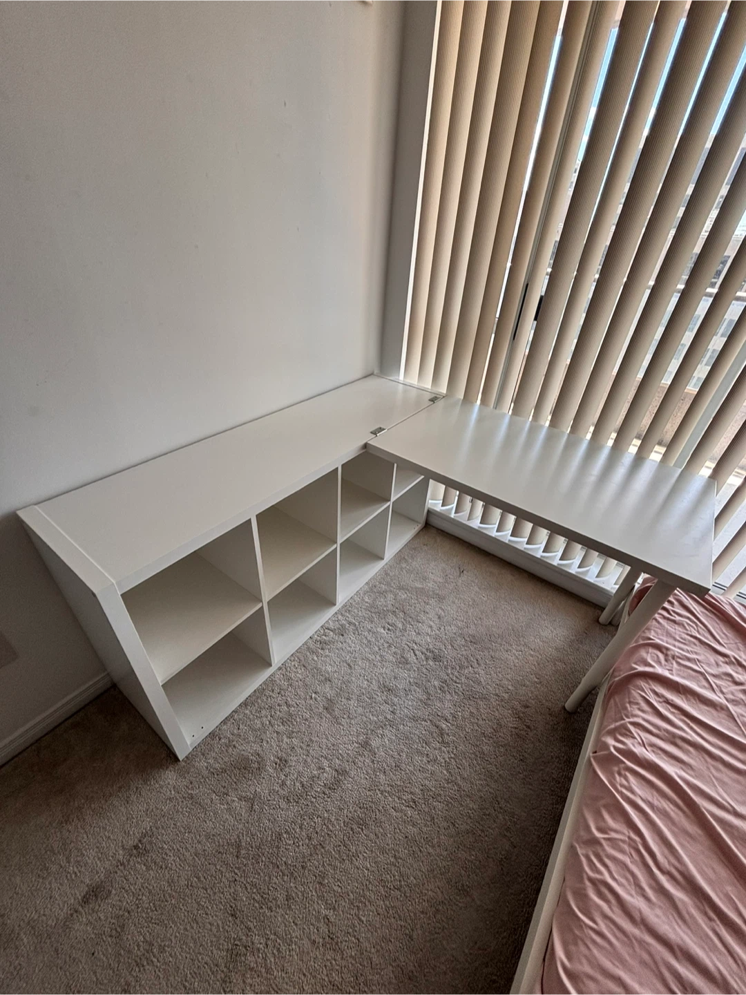 White Desk with Shelving Unit - photo 2