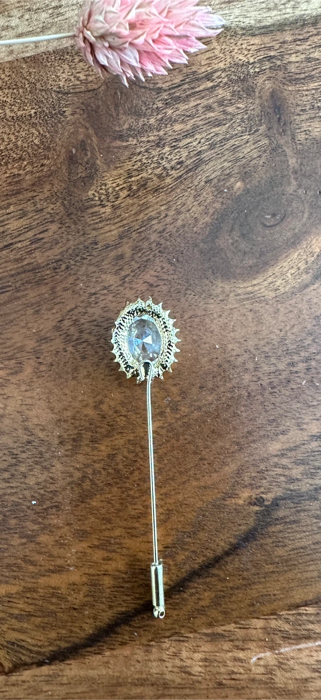 Gold-tone Brooch Pin with Crystal - photo 2