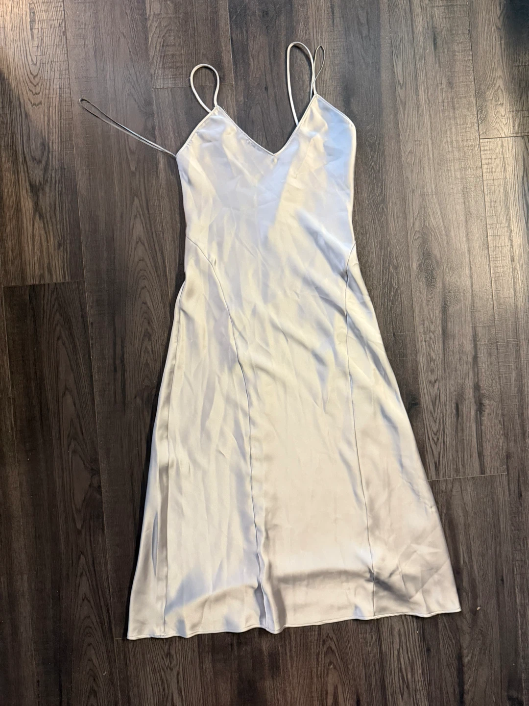 ZARA Silver Satin Slip Dress Size XS