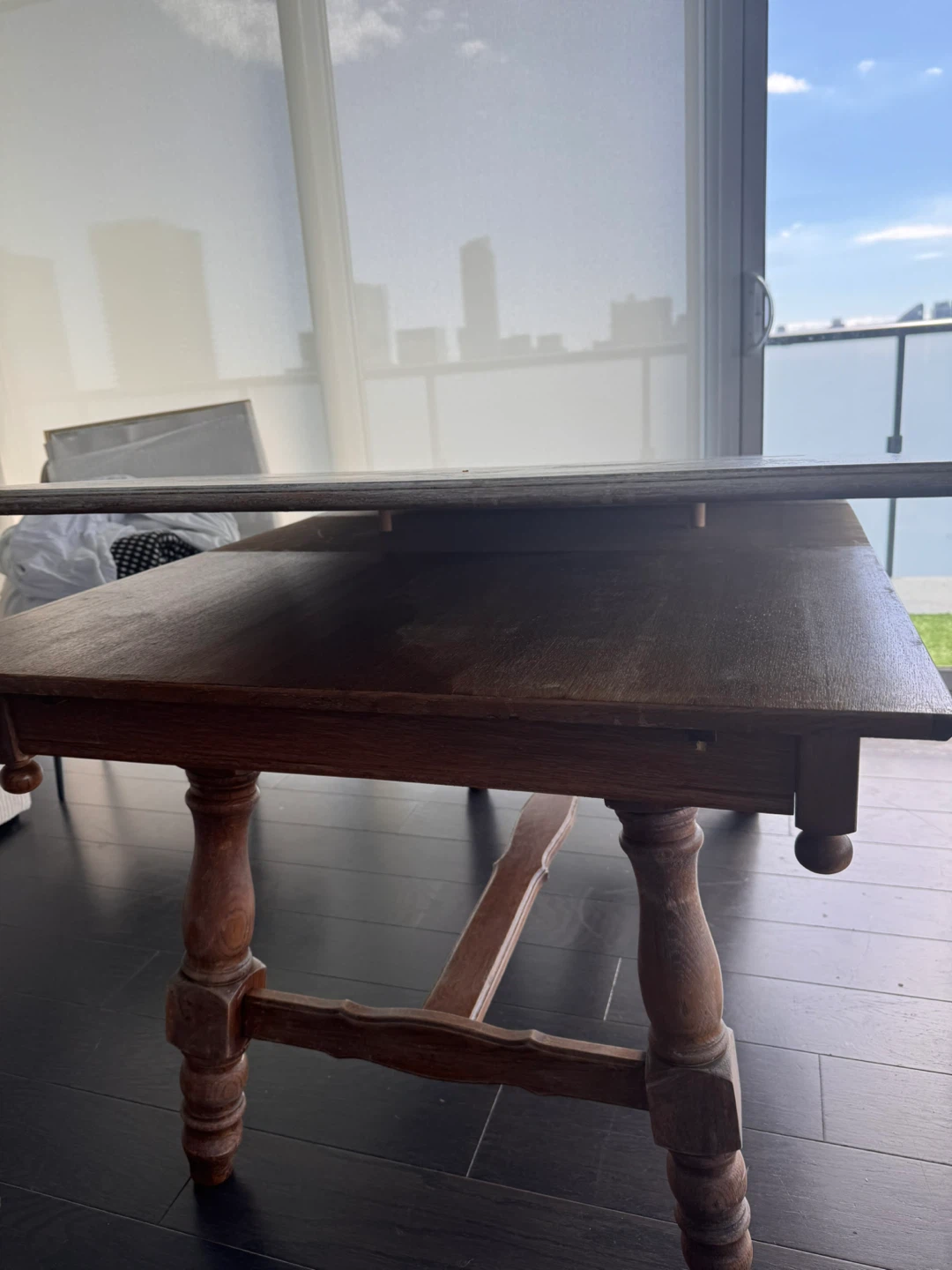 Vintage French Solid Wood Extendable Dining Table – Parquet Top - photo 5