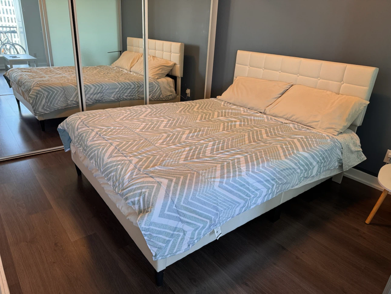 Queen Bed Set — Frame + Mattress + Pillows + Duvet | Like New!