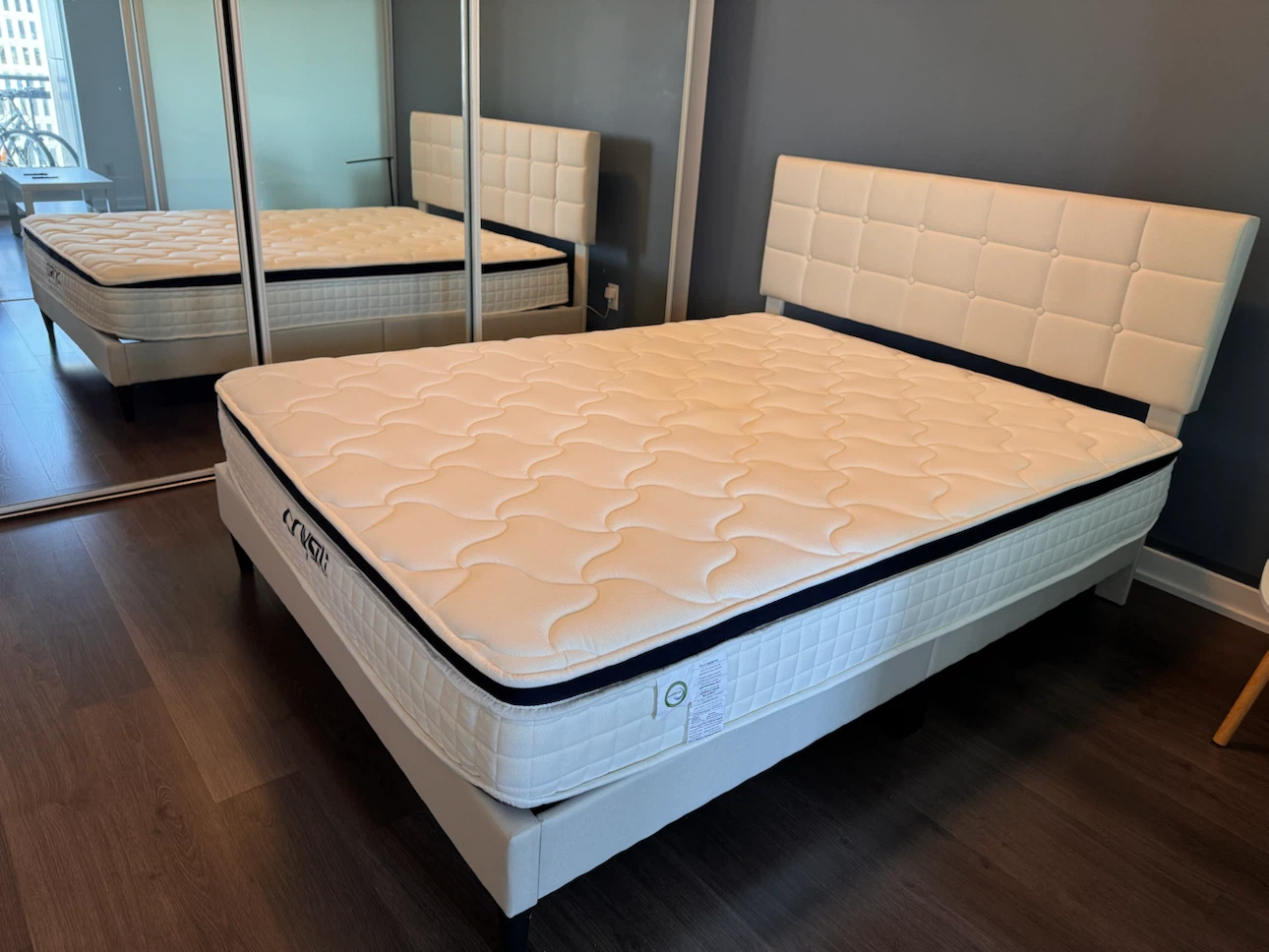 Queen Bed Set — Frame + Mattress + Pillows + Duvet | Like New! - photo 2