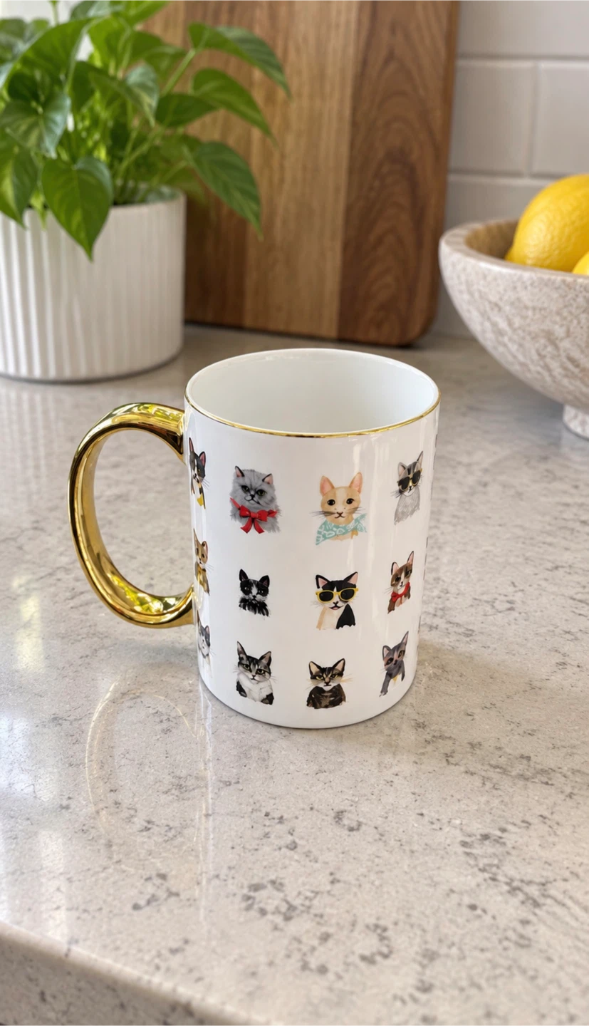 Rifle Paper Co. Cat Mug with Gold Handle 🐱✨