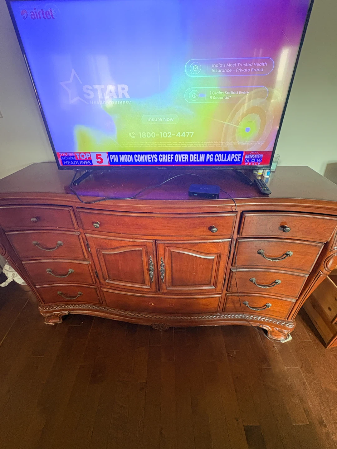 Matching oak armoire and dresser