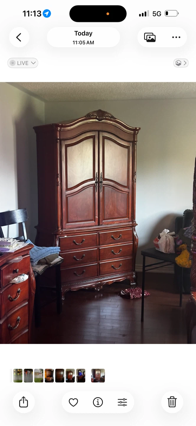 Matching oak armoire and dresser - photo 3