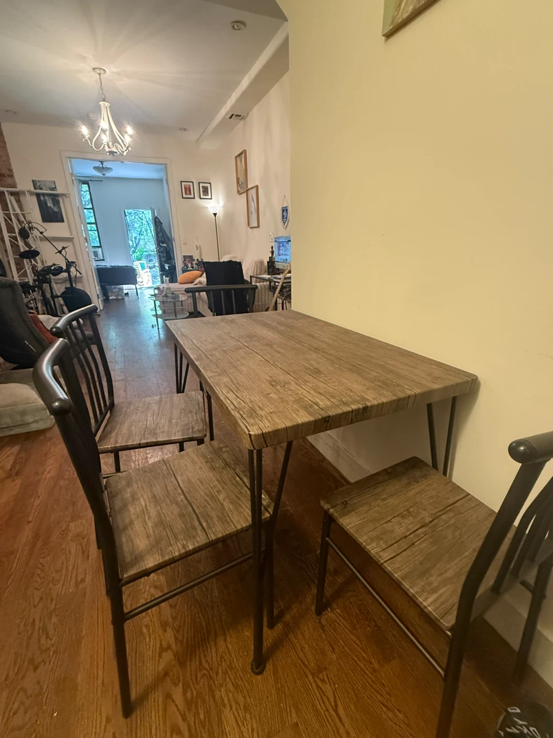 Wood Finish Dining Set with 4 Chairs