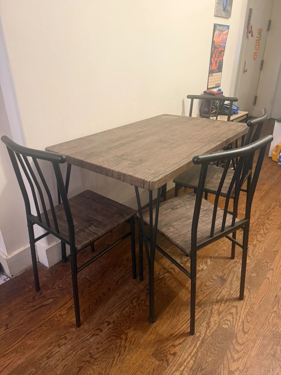 Wood Finish Dining Set with 4 Chairs - photo 4