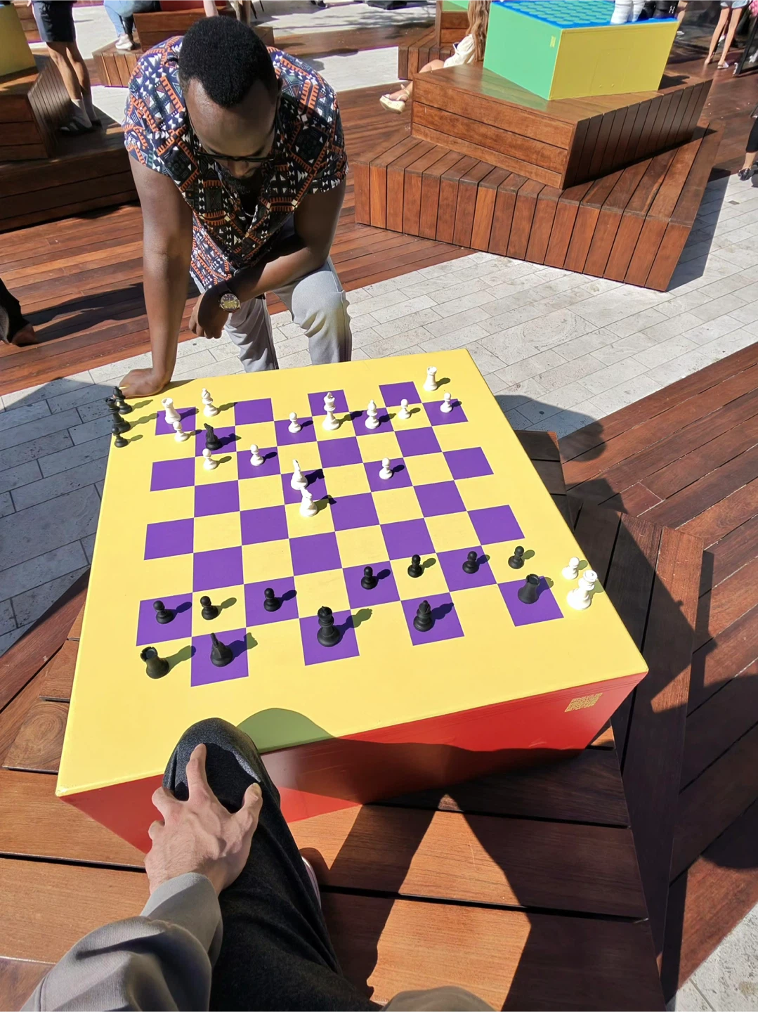 Large Yellow and Purple Chess Set