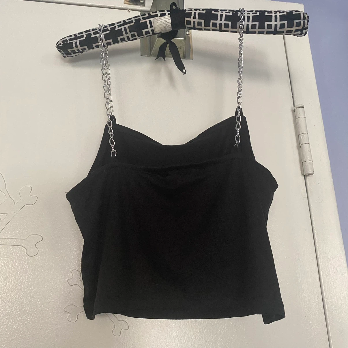 Black Chain Strap Crop Top - photo 2