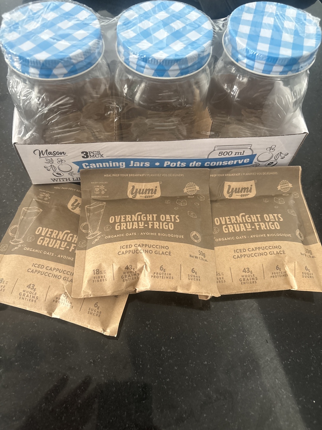 3 jars 500 ML and overnight oats