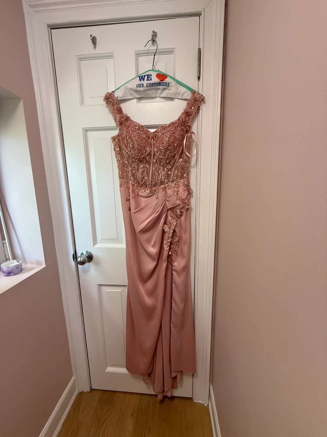 Ladivine Blush Pink Sequin Evening Gown