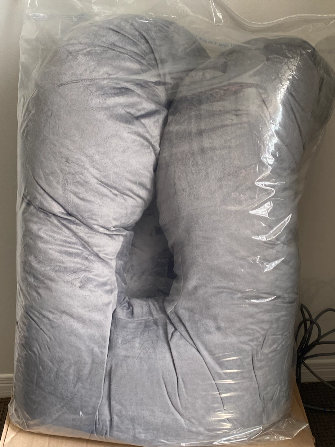 Grey C-Shaped Pregnancy Pillow