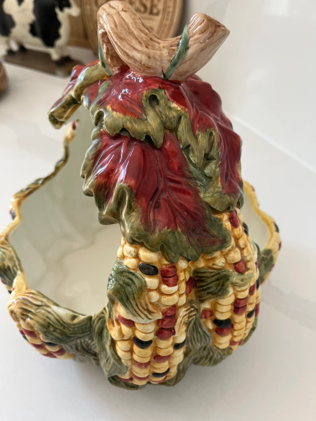 Fall Harvest Ceramic Corn and Leaf Bowl - photo 2