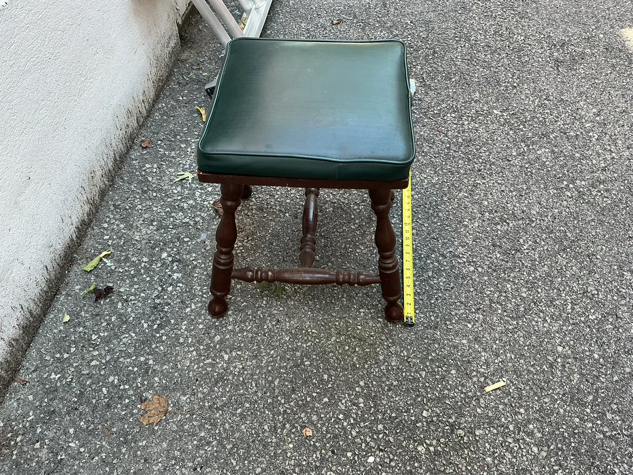 Vintage Green Vinyl Vanity Stool ! - photo 4